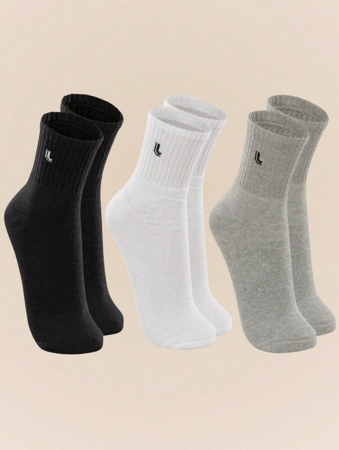 Kit com 3 Pares de Meias Cano Médio Unisex Lupo Sport em Algodão