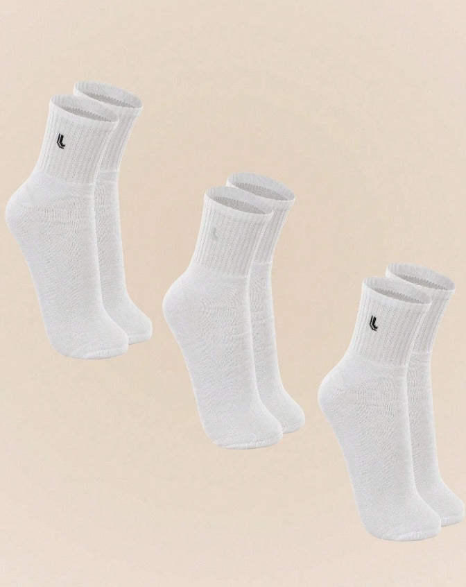 Kit com 3 Pares de Meias Cano Médio Unisex Lupo Sport em Algodão