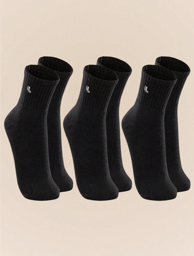 Kit com 3 Pares de Meias Cano Médio Unisex Lupo Sport em Algodão