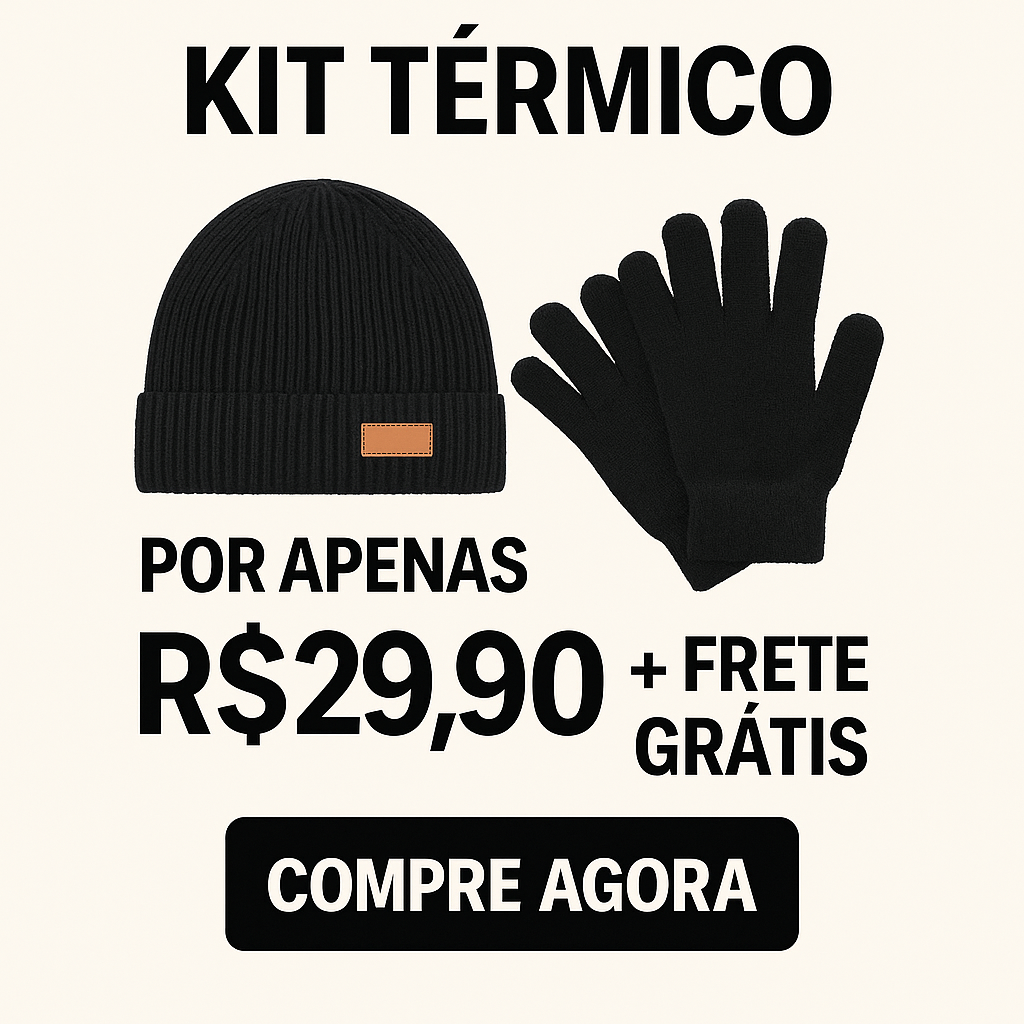 KIT Conjunto Touca Gorro Térmico com Cachecol + Luvas