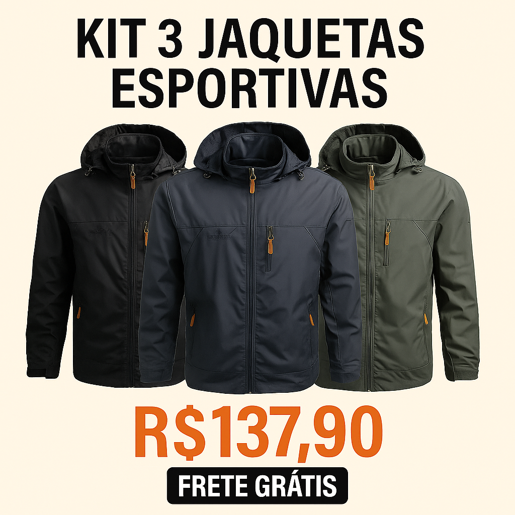 Kit 3 Jaqueta Militar Tática Masculina Operax em Nylon Reforçado com Poliéster + BRINDES: Cinto, Carteira e Relógio