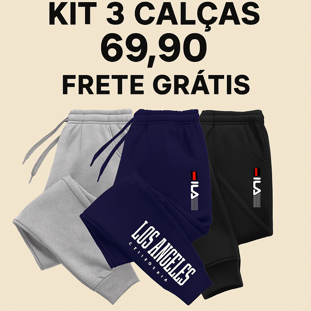 PROMOÇÃO 3 CALÇAS MOLETOM FILA -
