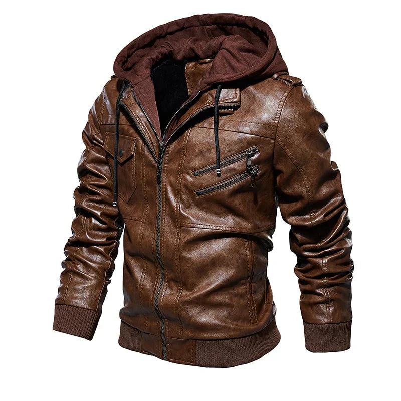 Jaqueta de Couro Masculina - Jones Carter + Brinde Carteira