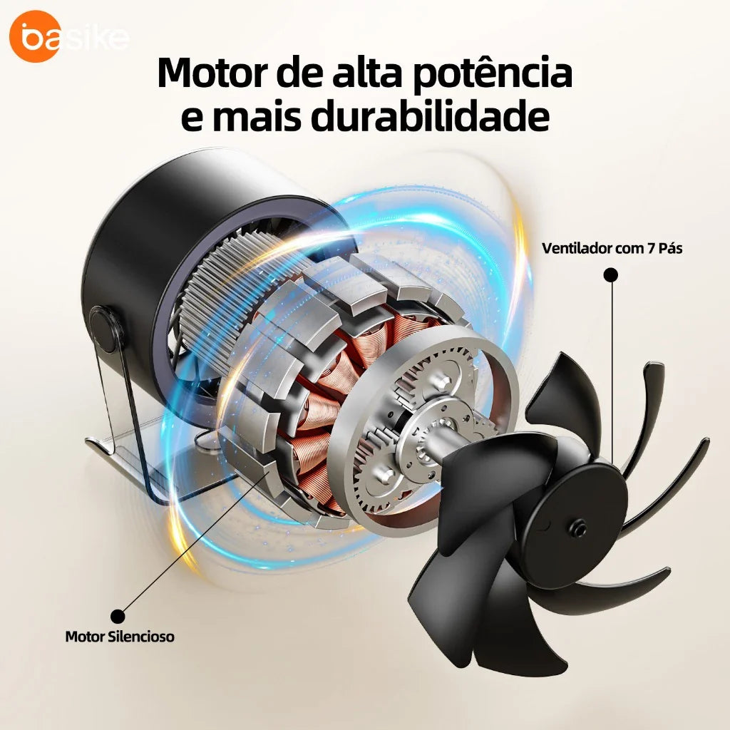 Ventilador Mesa 100 Níveis Display Digital 5000mAh Bateria 7H Silencioso 30dB USB