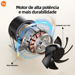 Ventilador Mesa 100 Níveis Display Digital 5000mAh Bateria 7H Silencioso 30dB USB